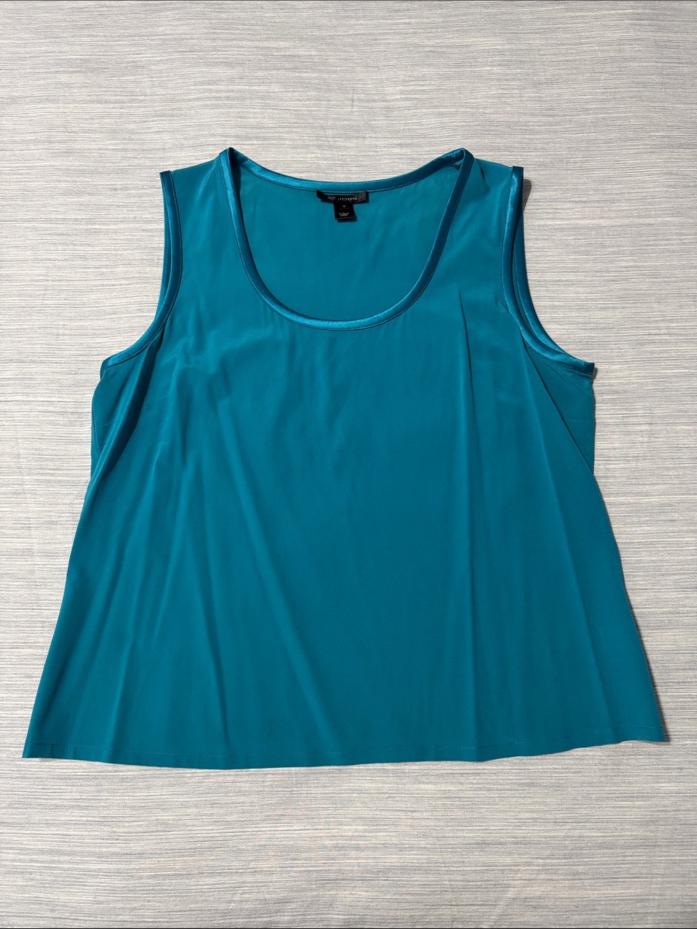 St. John Silk-Spandex Blend Scoop Neck Tank Top Teal Blue Sz 10